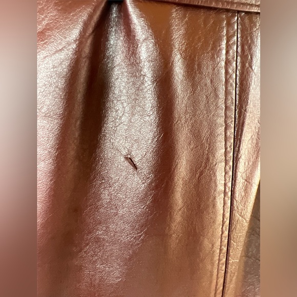 Vintage 70s leather Trench coat with Flannel Liner - Picture 14 of 16